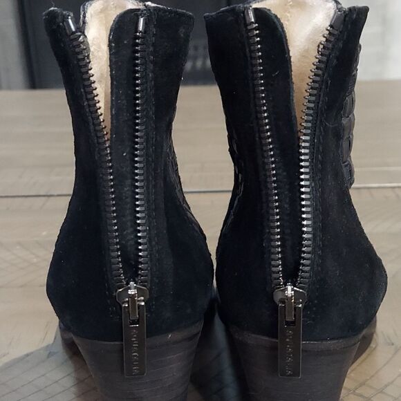 Aquatalia Frannie Black Suede Woven Ankle Booties Sz 10 - Picture 11 of 14